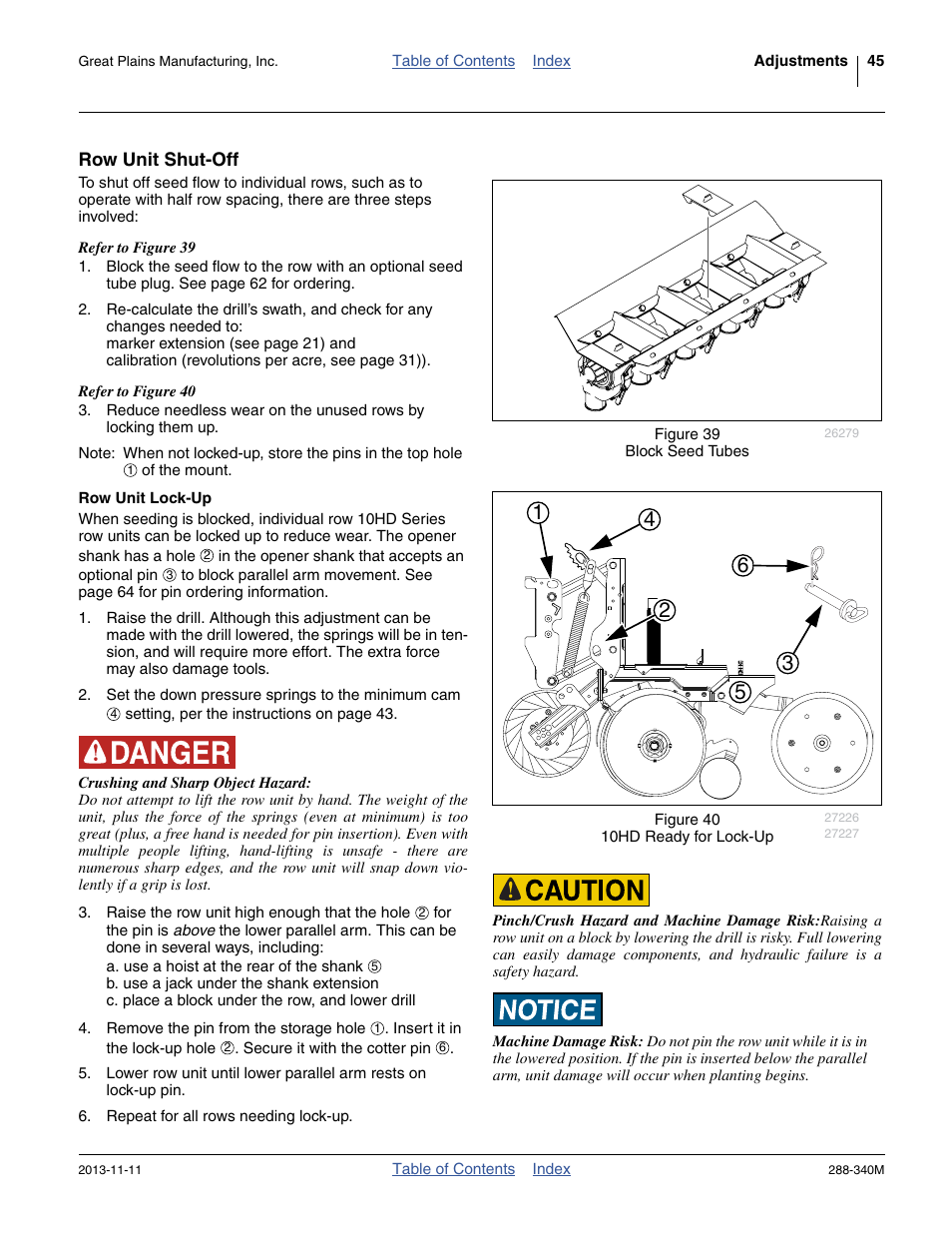 Row unit shut-off, Row unit lock-up | Great Plains 2510HDF Operator Manual User Manual | Page 49 / 82