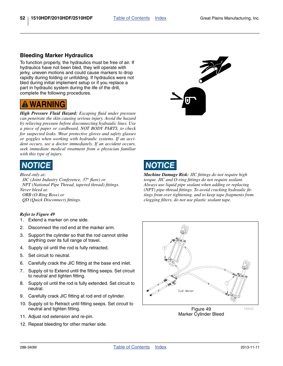 Bleeding marker hydraulics | Great Plains 2510HDF Operator Manual User Manual | Page 56 / 82