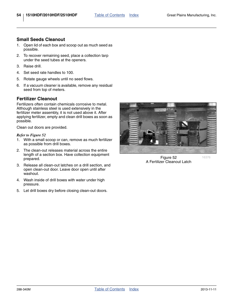 Small seeds cleanout, Fertilizer cleanout | Great Plains 2510HDF Operator Manual User Manual | Page 58 / 82