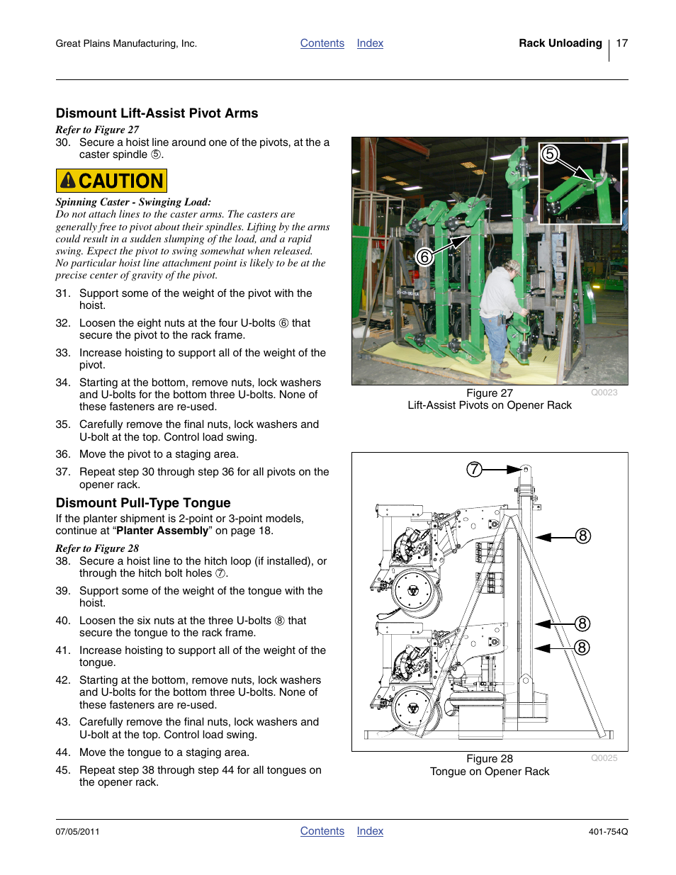 Dismount lift-assist pivot arms, Dismount pull-type tongue | Great Plains YP625PD Predelivery Manual User Manual | Page 21 / 114