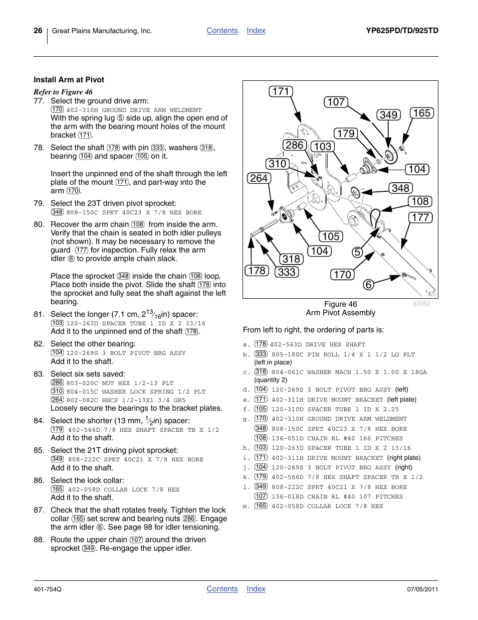 Install arm at pivot | Great Plains YP625PD Predelivery Manual User Manual | Page 30 / 114