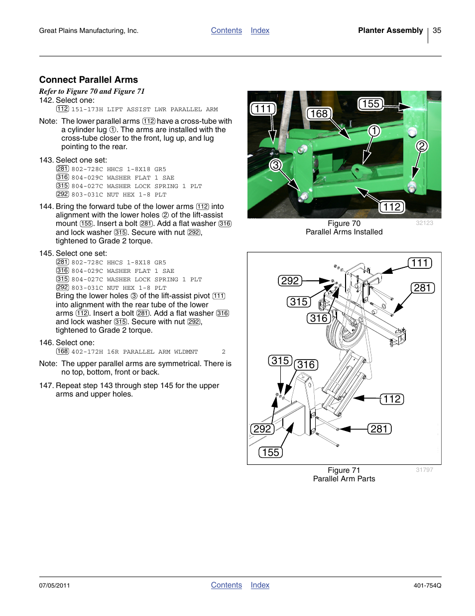 Connect parallel arms | Great Plains YP625PD Predelivery Manual User Manual | Page 39 / 114