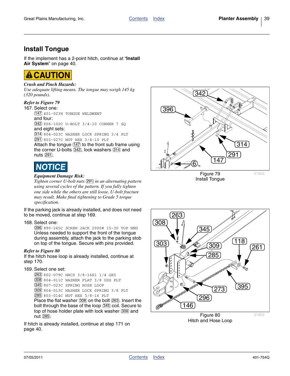 Install tongue | Great Plains YP625PD Predelivery Manual User Manual | Page 43 / 114