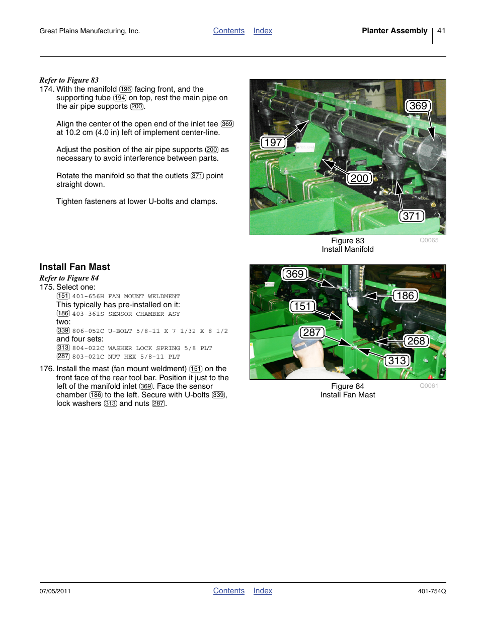 Install fan mast | Great Plains YP625PD Predelivery Manual User Manual | Page 45 / 114