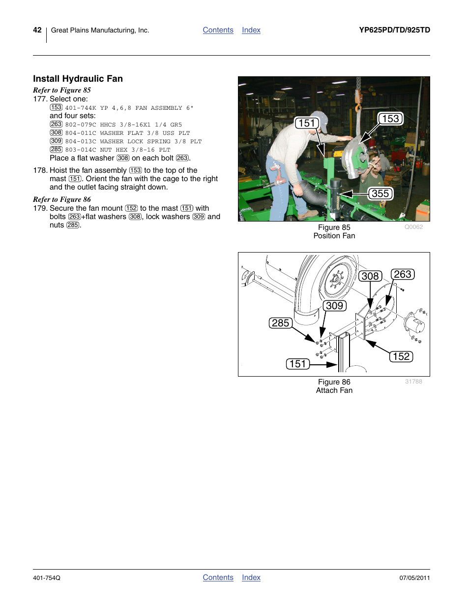 Install hydraulic fan | Great Plains YP625PD Predelivery Manual User Manual | Page 46 / 114