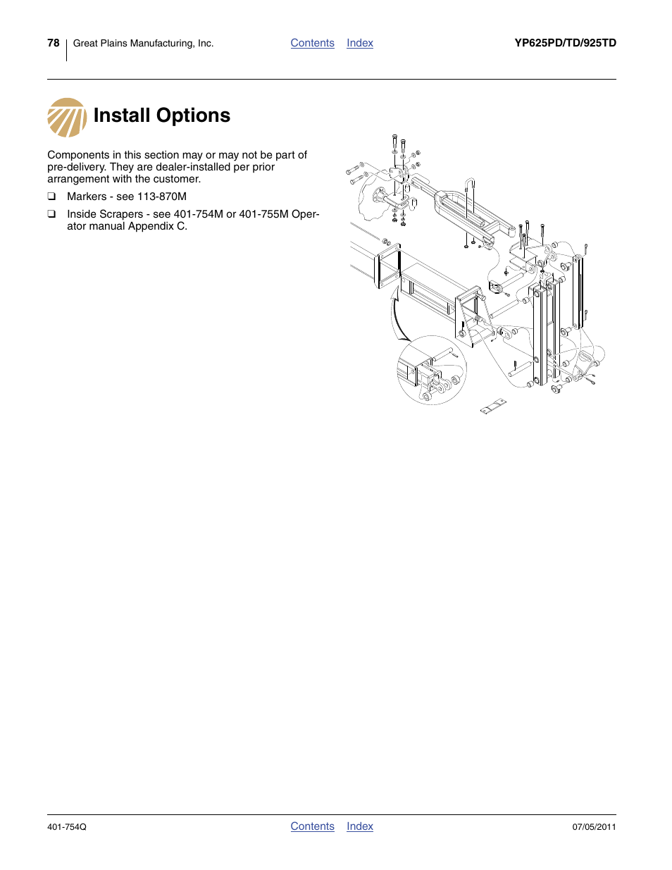 Install options | Great Plains YP625PD Predelivery Manual User Manual | Page 82 / 114