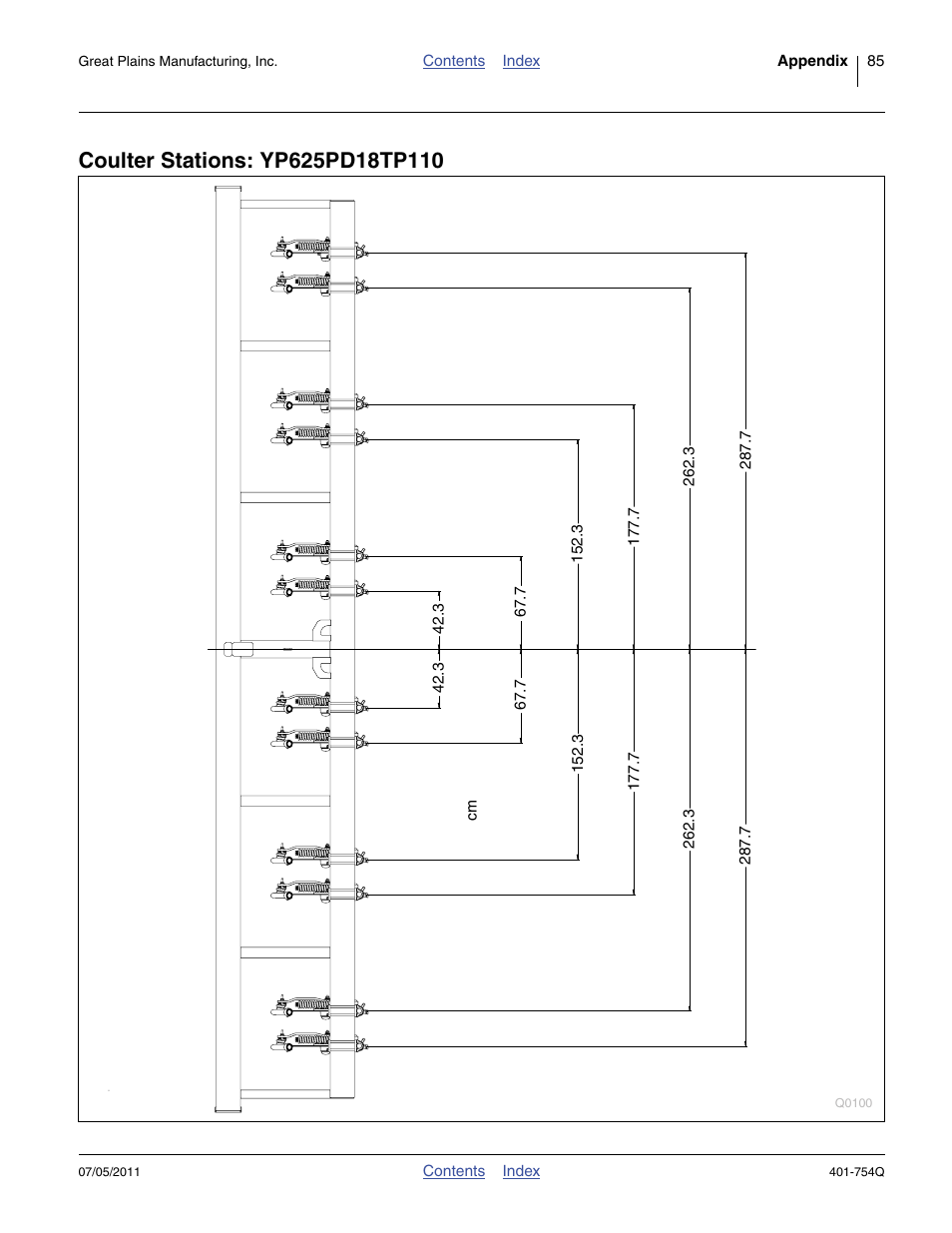 Coulter stations: yp625pd18tp110 | Great Plains YP625PD Predelivery Manual User Manual | Page 89 / 114