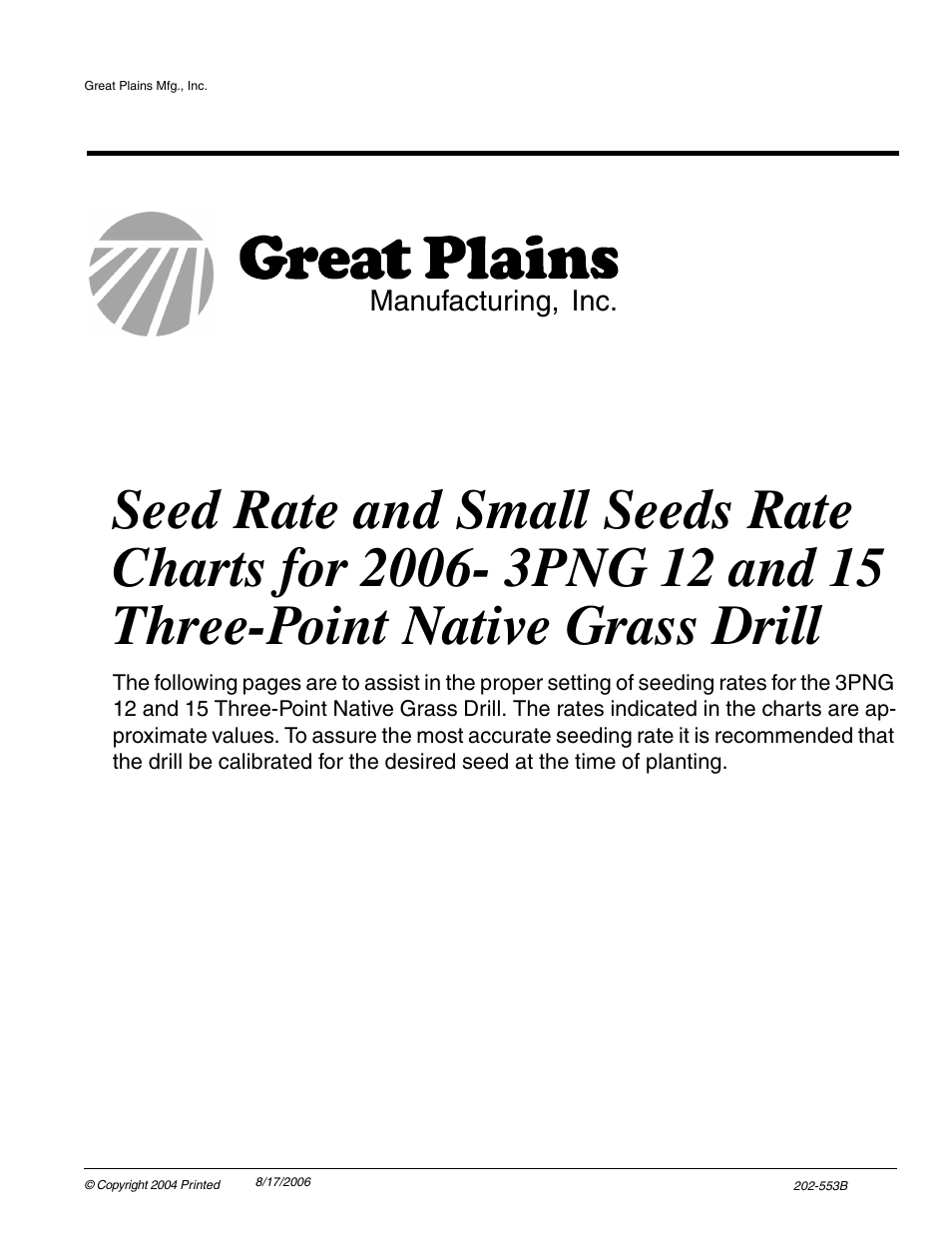 Great Plains 3PNG15 Material Rate User Manual | 13 pages