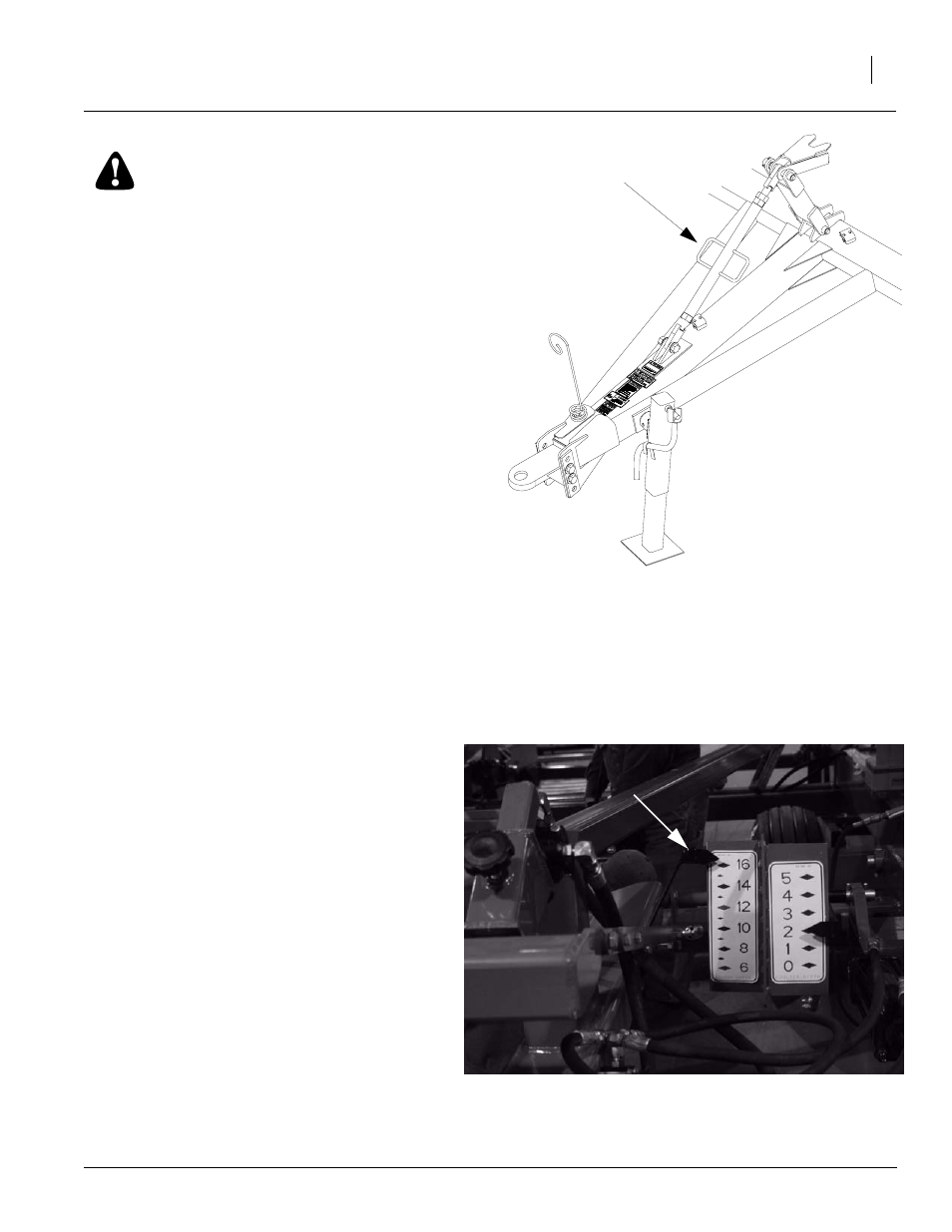 Field operation, Leveling the implement, Setting the tillage depth gage | Danger | Great Plains Max Cover Verti-Till Ripper Operator Manual User Manual | Page 27 / 42