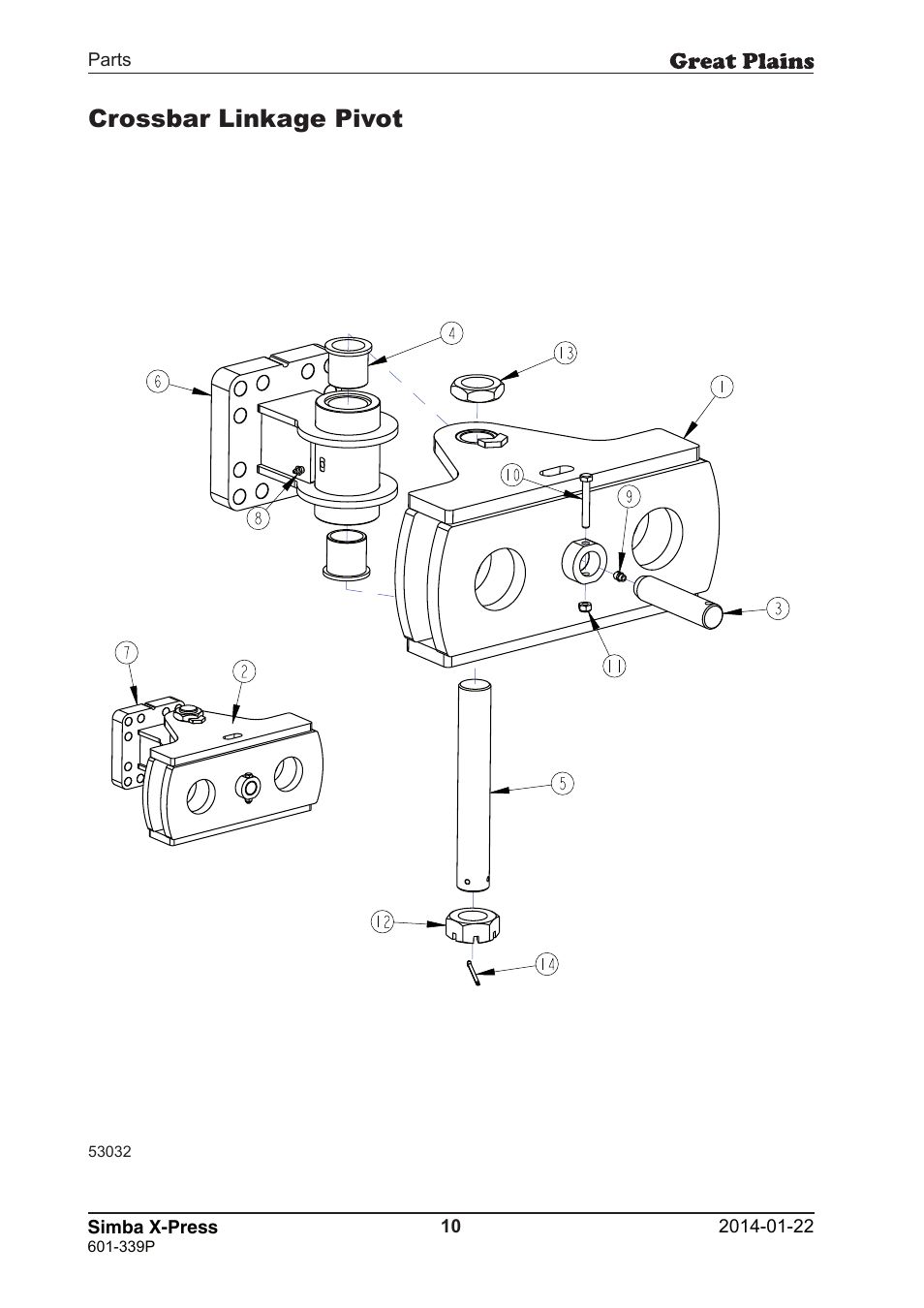 Crossbar linkage pivot | Great Plains X-Press Parts Manual User Manual | Page 10 / 76