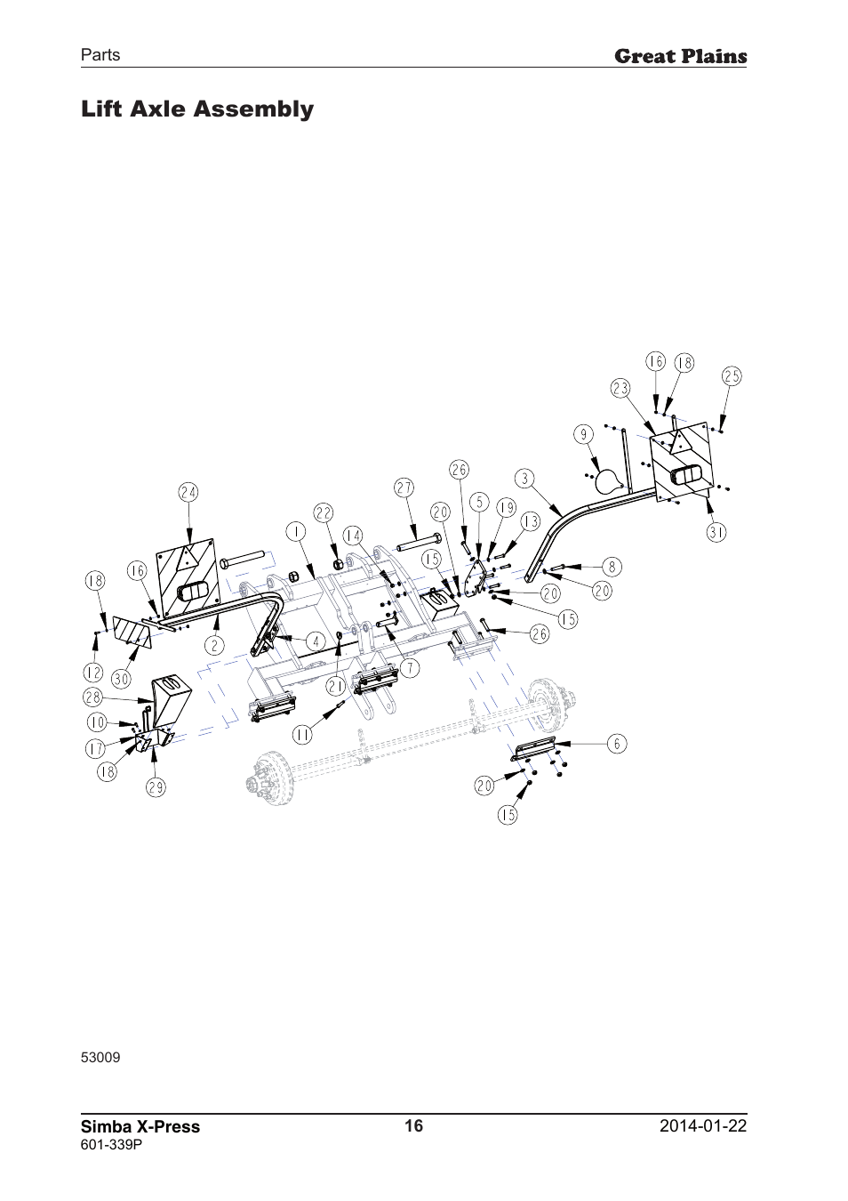 Lift axle assembly | Great Plains X-Press Parts Manual User Manual | Page 16 / 76