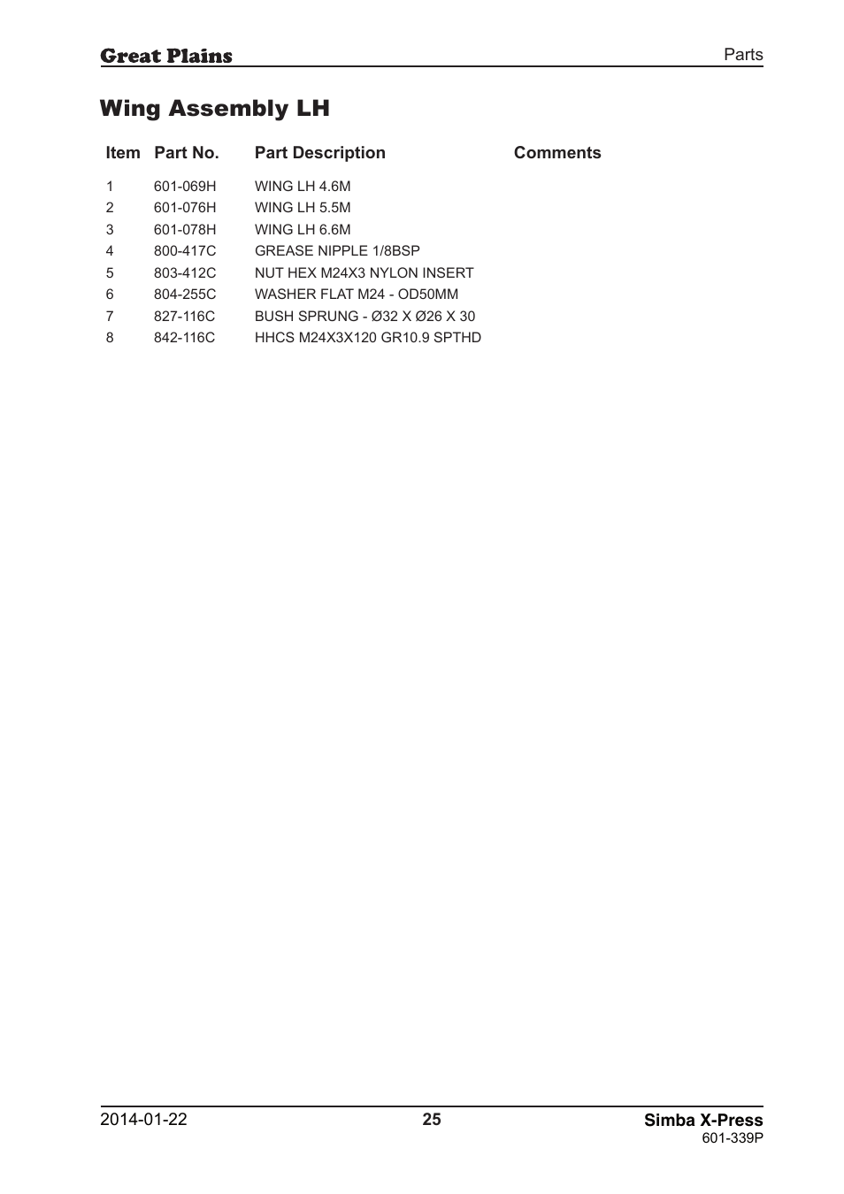 Wing assembly lh | Great Plains X-Press Parts Manual User Manual | Page 25 / 76