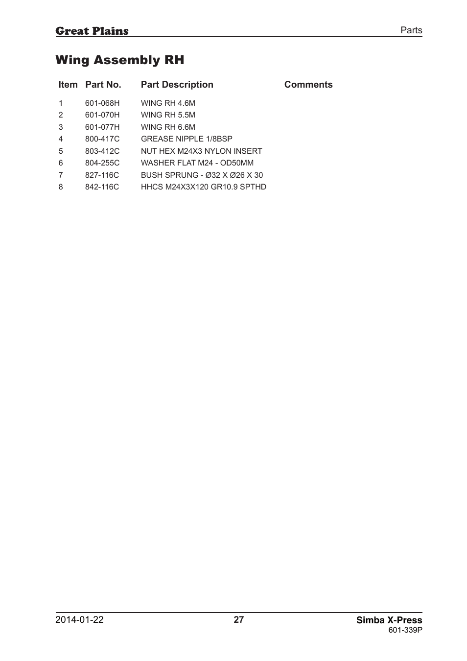 Wing assembly rh | Great Plains X-Press Parts Manual User Manual | Page 27 / 76