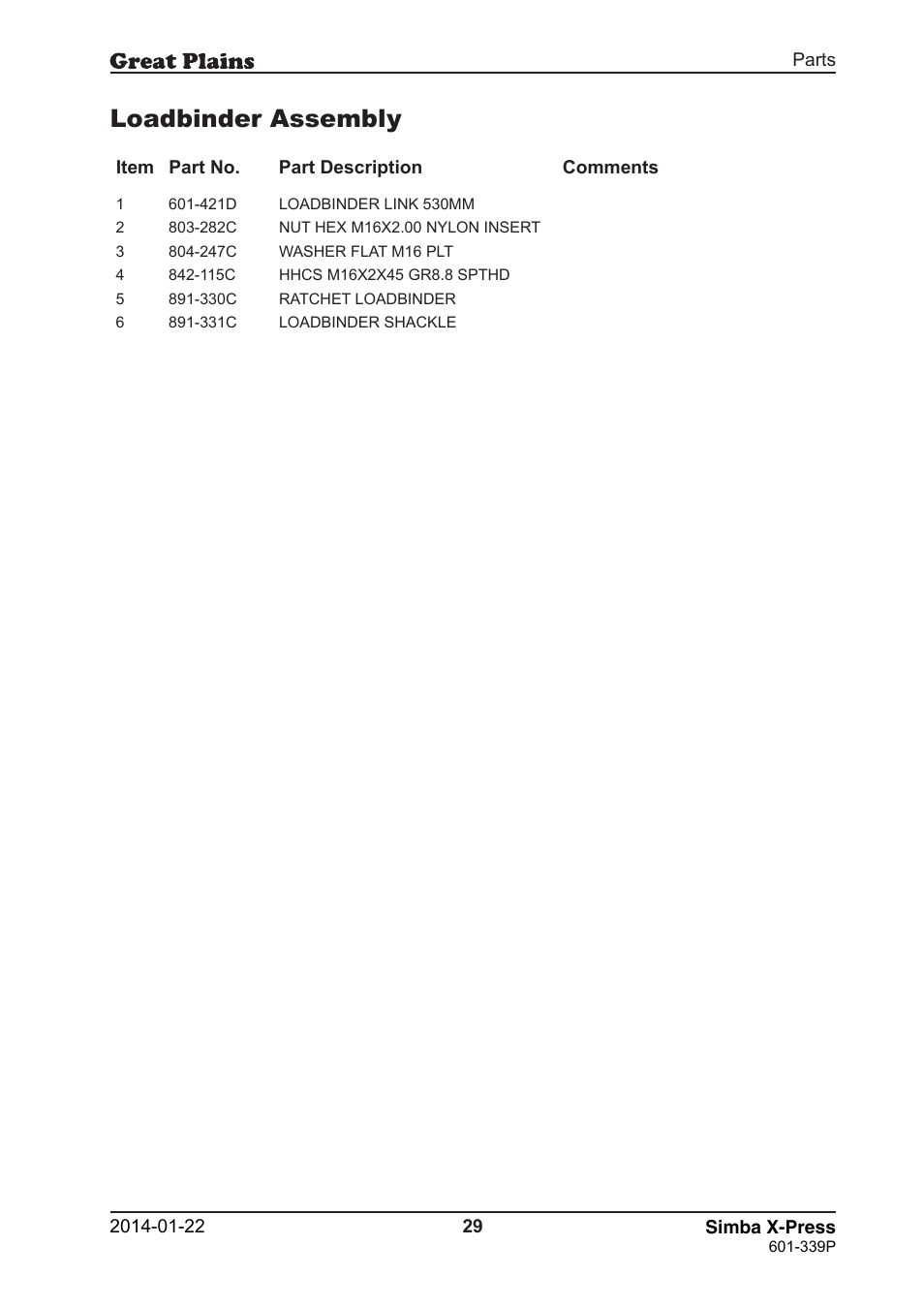 Loadbinder assembly | Great Plains X-Press Parts Manual User Manual | Page 29 / 76