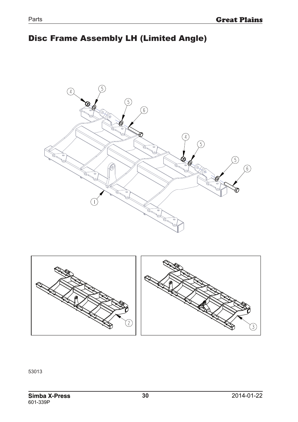 Disc frame assembly lh (limited angle) | Great Plains X-Press Parts Manual User Manual | Page 30 / 76