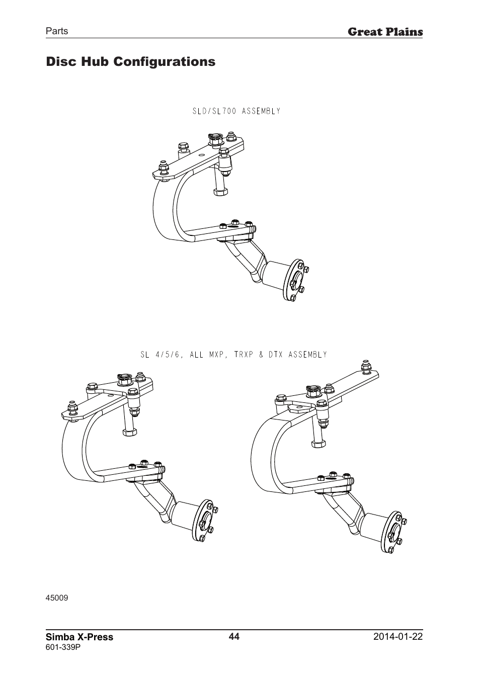 Disc hub configurations | Great Plains X-Press Parts Manual User Manual | Page 44 / 76