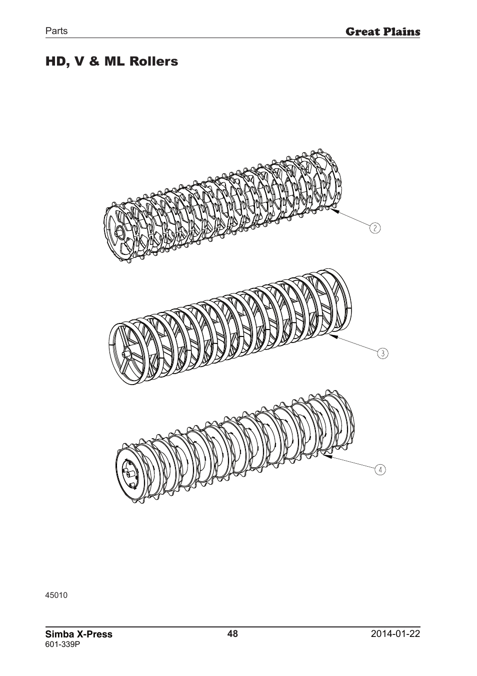 Hd, v & ml rollers | Great Plains X-Press Parts Manual User Manual | Page 48 / 76
