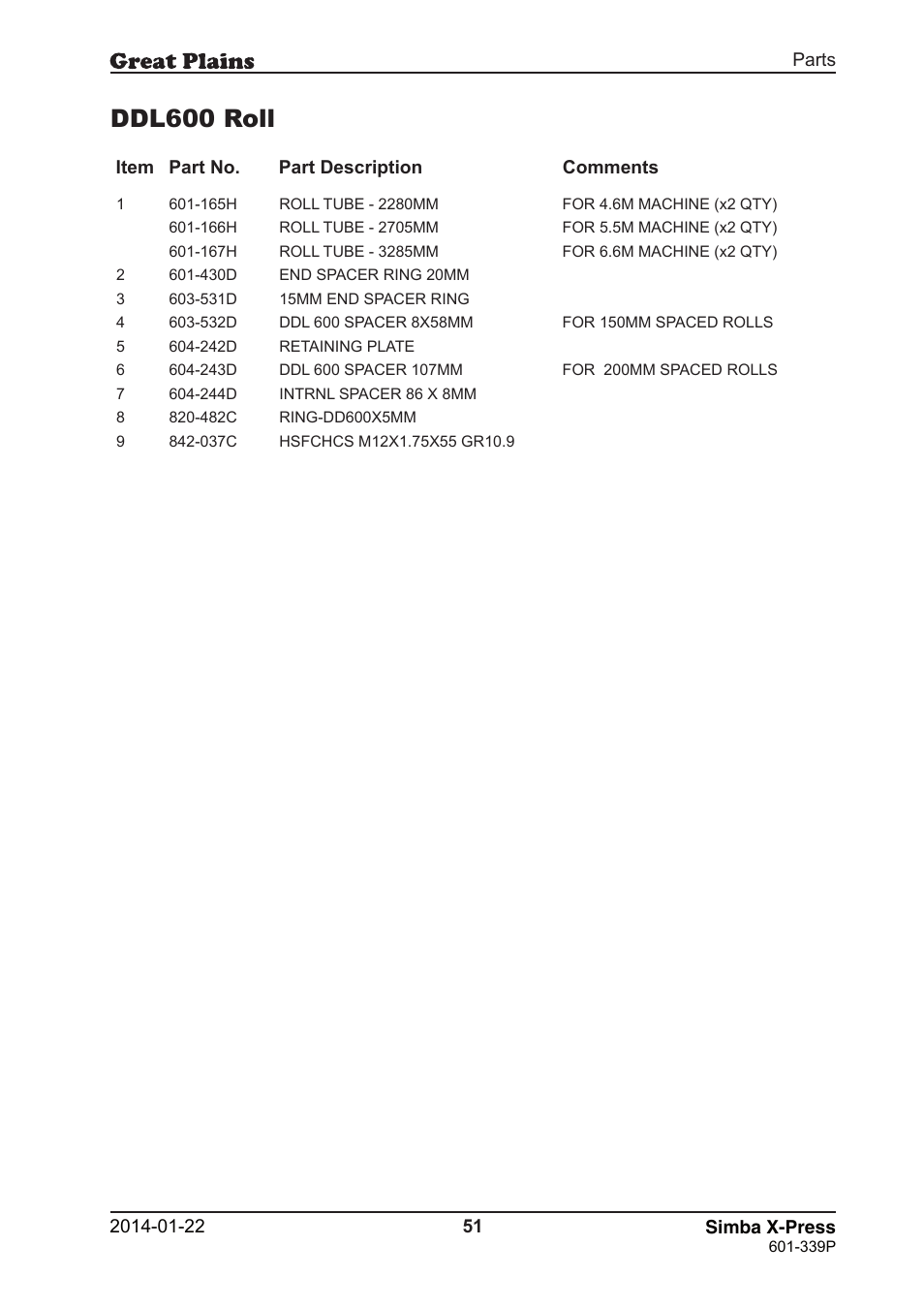 Ddl600 roll | Great Plains X-Press Parts Manual User Manual | Page 51 / 76