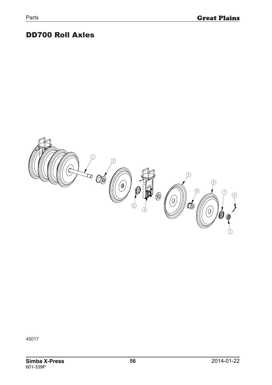 Dd700 roll axles | Great Plains X-Press Parts Manual User Manual | Page 56 / 76
