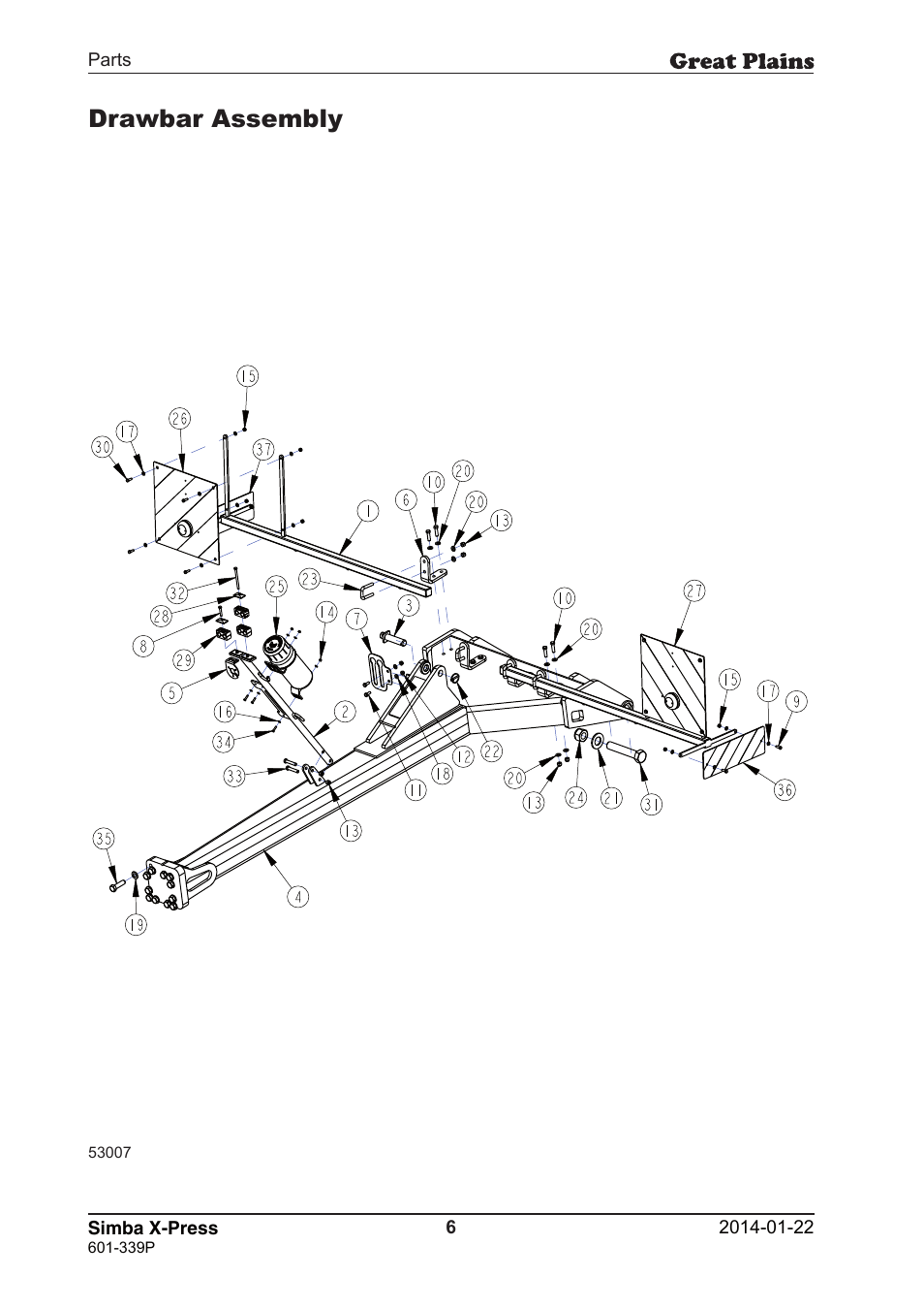 Drawbar assembly | Great Plains X-Press Parts Manual User Manual | Page 6 / 76
