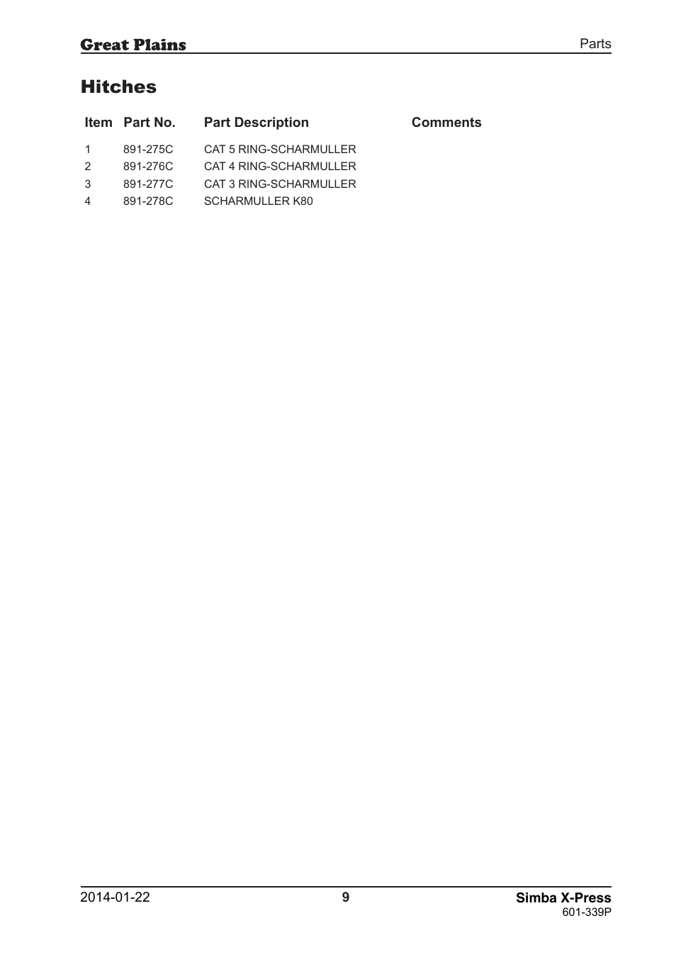 Hitches | Great Plains X-Press Parts Manual User Manual | Page 9 / 76