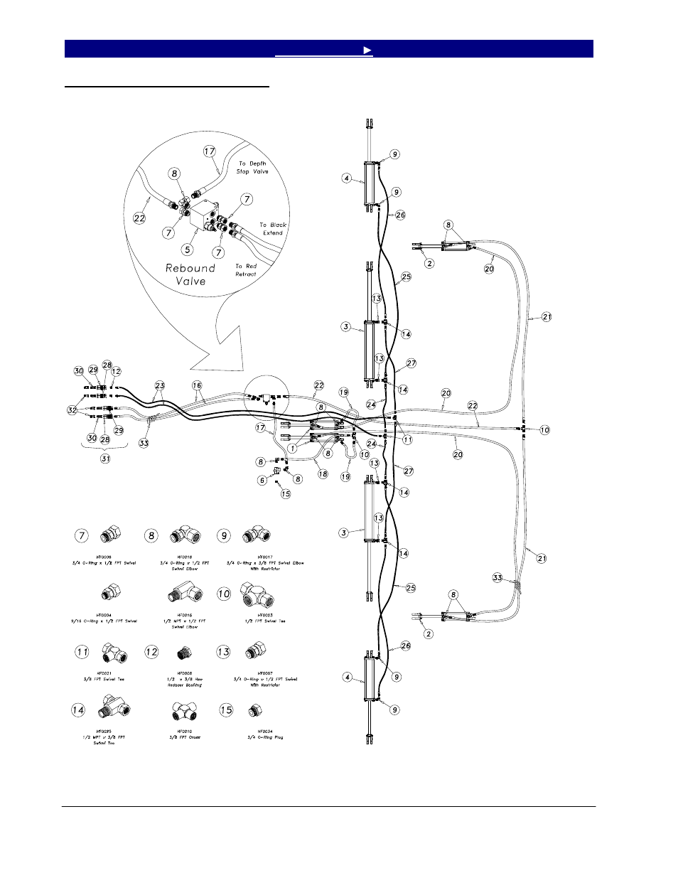 7341-7344 hydraulic layout, 7341-7344 hydraulic layout -9 | Great Plains 7344 Series VII Field Cultivator-Floating Hitch Parts Manual User Manual | Page 36 / 75