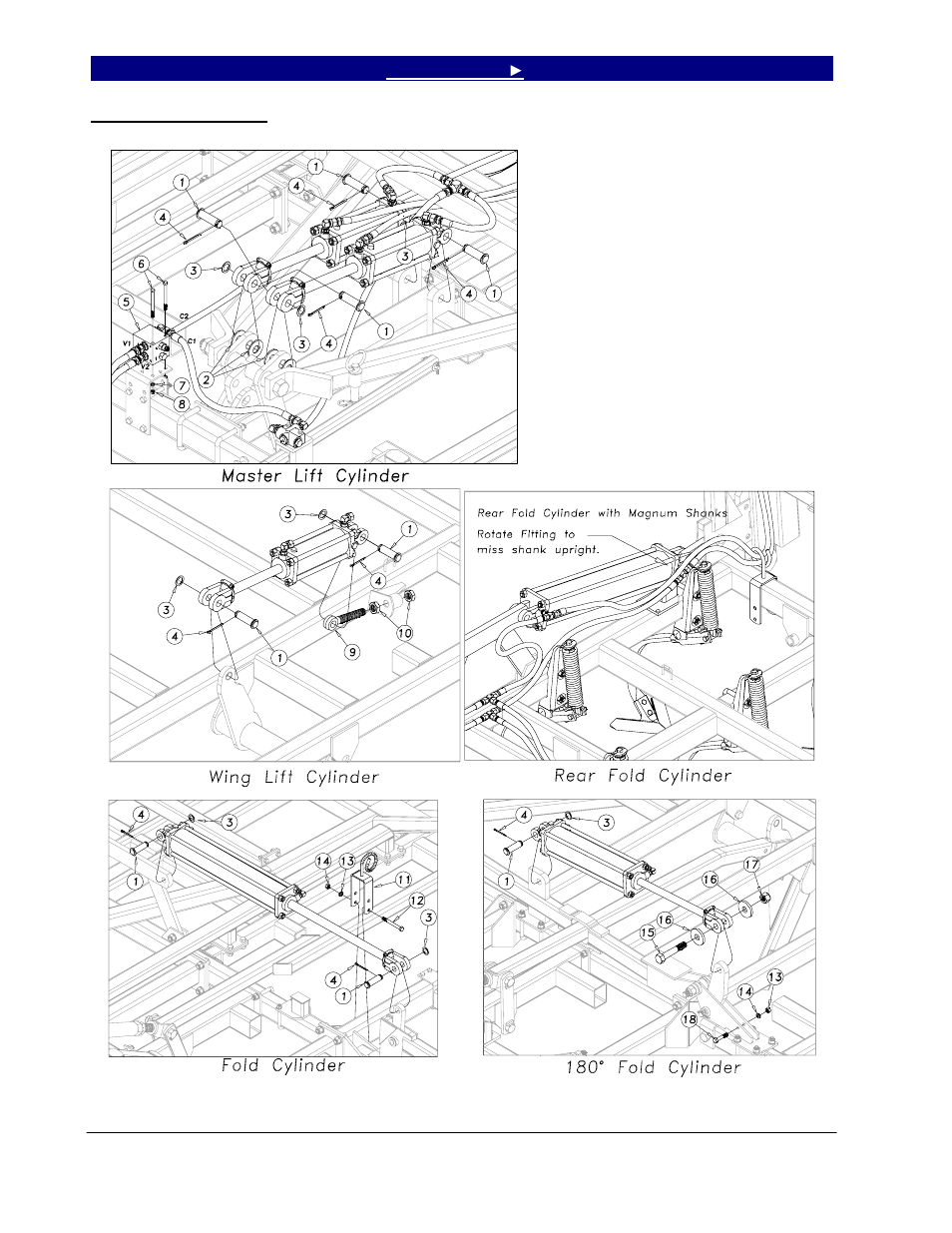Hydraulic details, Hydraulic details -11 | Great Plains 7344 Series VII Field Cultivator-Floating Hitch Parts Manual User Manual | Page 38 / 75