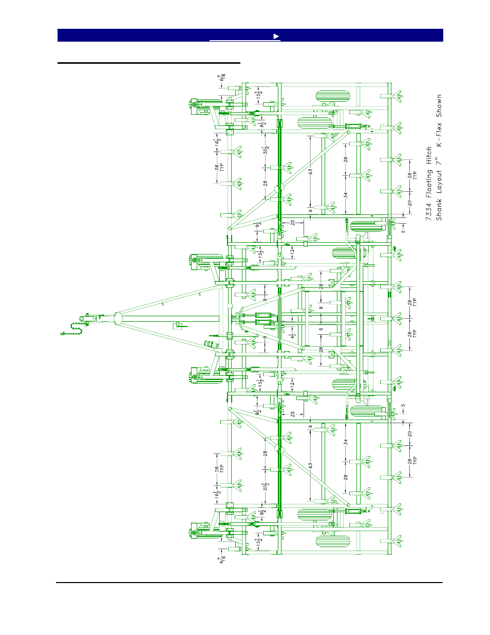 7334 shank layout, floating hitch, 7334 shank layout, floating hitch -2 | Great Plains 7344 Series VII Field Cultivator-Floating Hitch Parts Manual User Manual | Page 49 / 75