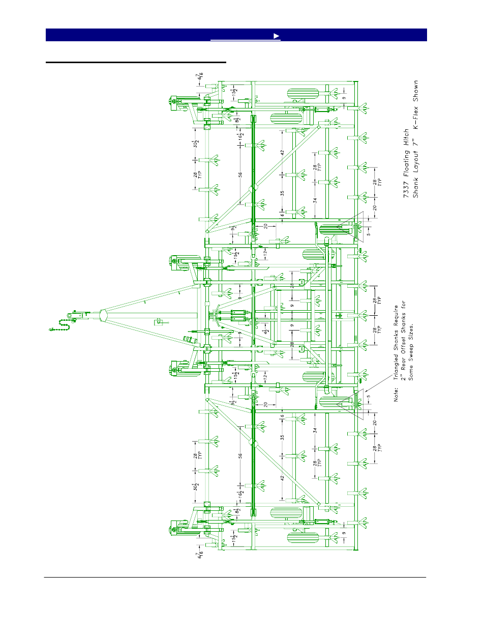 7337 shank layout, floating hitch, 7337 shank layout, floating hitch -3 | Great Plains 7344 Series VII Field Cultivator-Floating Hitch Parts Manual User Manual | Page 50 / 75