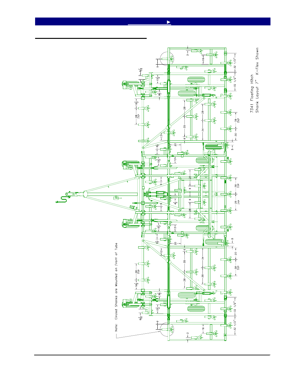 7341 shank layout, floating hitch, 7341 shank layout, floating hitch -4 | Great Plains 7344 Series VII Field Cultivator-Floating Hitch Parts Manual User Manual | Page 51 / 75