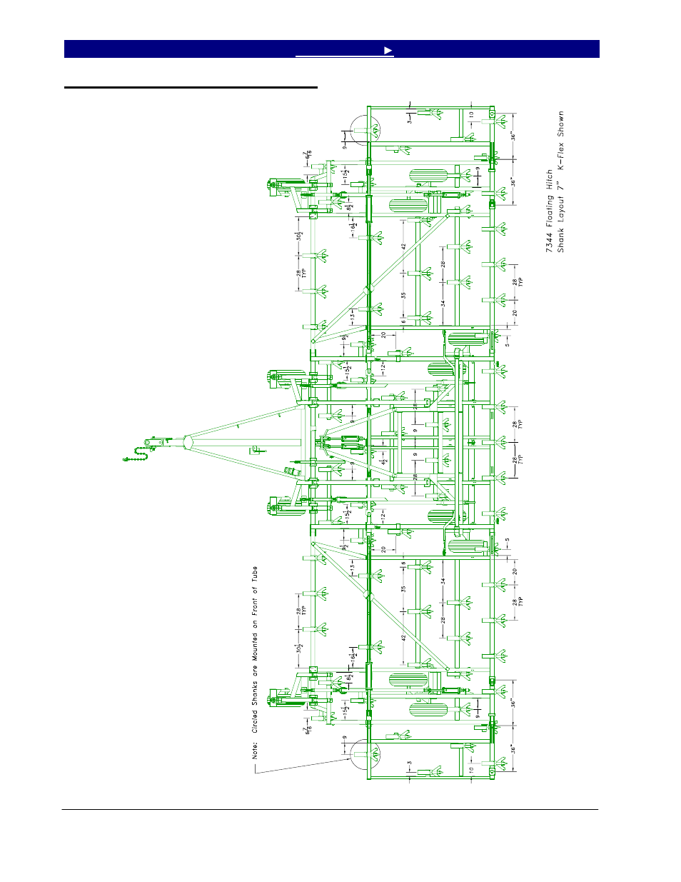 7344 shank layout, floating hitch, 7344 shank layout, floating hitch -5 | Great Plains 7344 Series VII Field Cultivator-Floating Hitch Parts Manual User Manual | Page 52 / 75