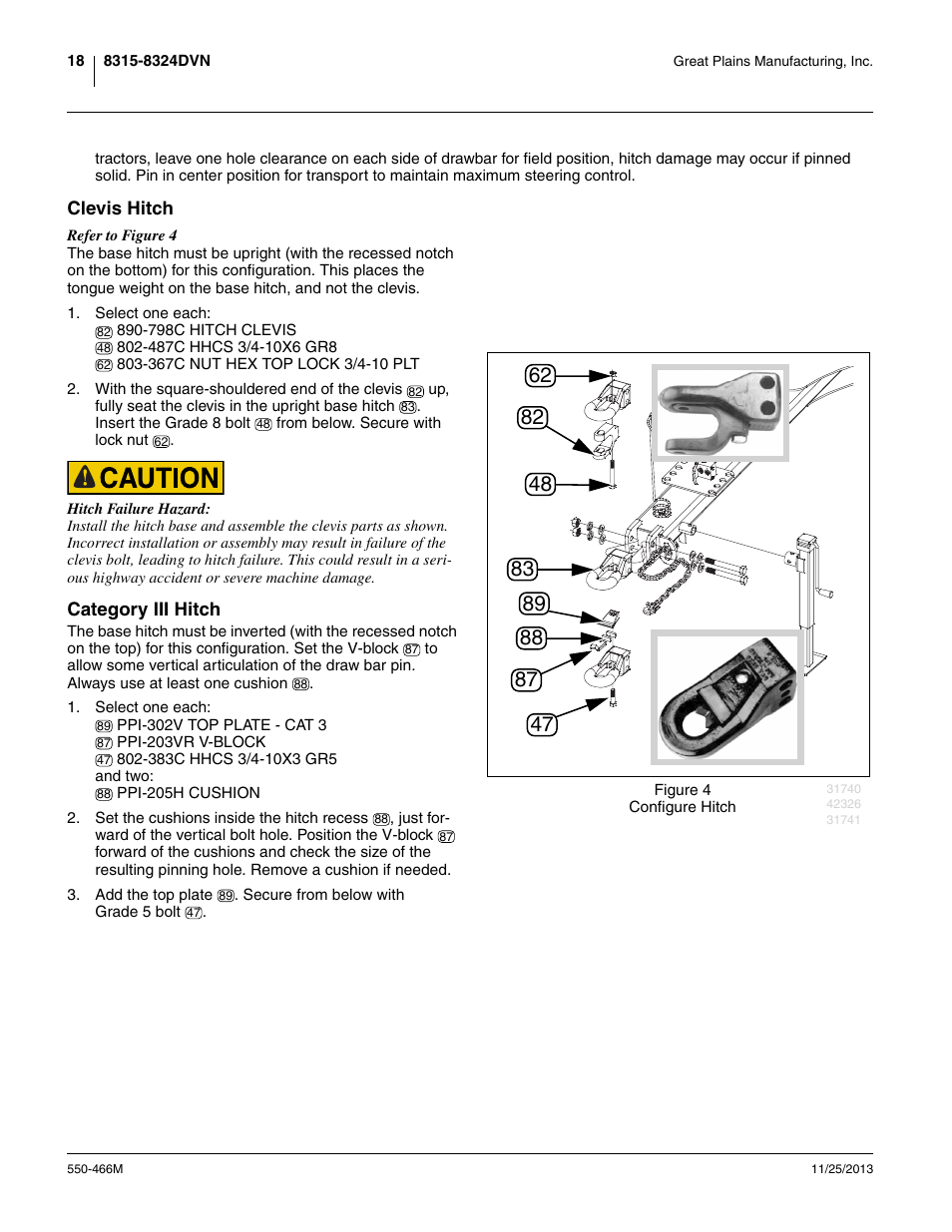 Clevis hitch, Category iii hitch, Clevis hitch category iii hitch | Great Plains DVN8324 Operator Manual User Manual | Page 22 / 78