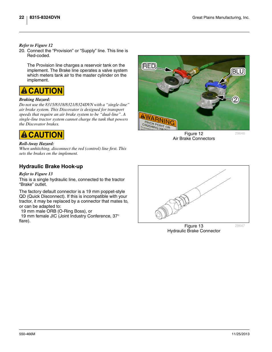 Hydraulic brake hook-up, Red 2 blu | Great Plains DVN8324 Operator Manual User Manual | Page 26 / 78
