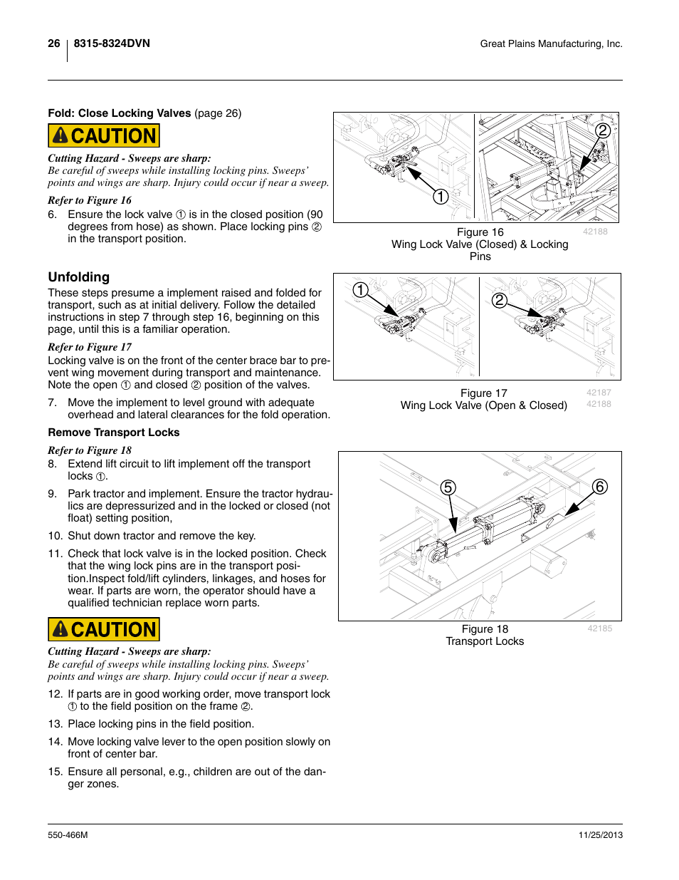 Unfolding, Remove transport locks | Great Plains DVN8324 Operator Manual User Manual | Page 30 / 78
