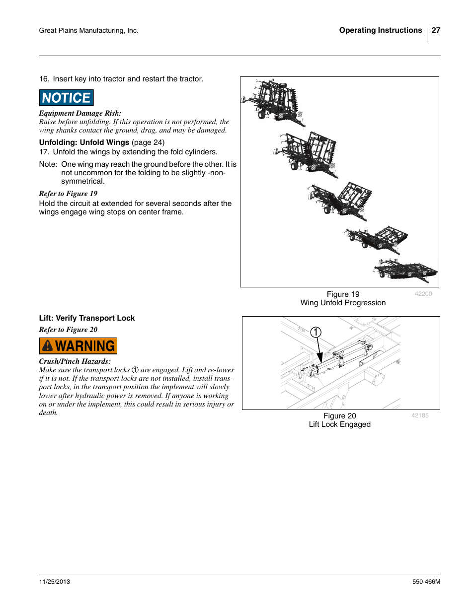 Lift: verify transport lock | Great Plains DVN8324 Operator Manual User Manual | Page 31 / 78