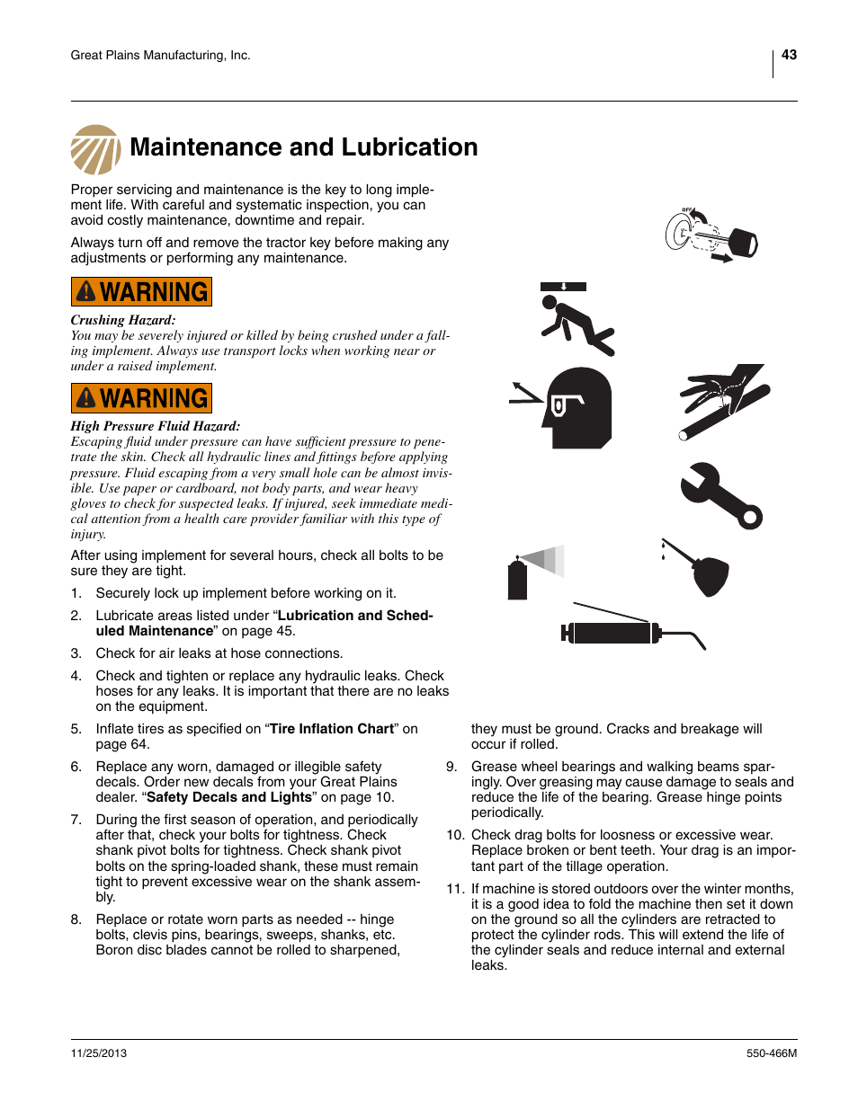 Maintenance and lubrication | Great Plains DVN8324 Operator Manual User Manual | Page 47 / 78