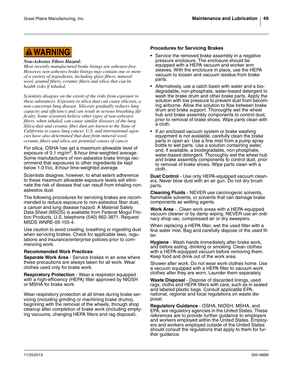 Recommended work practices | Great Plains DVN8324 Operator Manual User Manual | Page 53 / 78