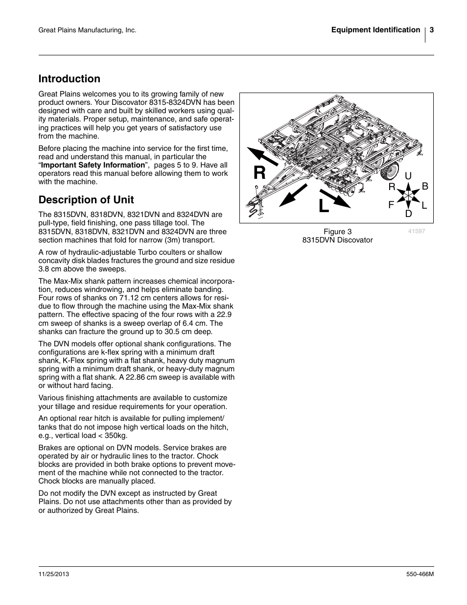 Introduction, Description of unit, Introduction description of unit | Great Plains DVN8324 Operator Manual User Manual | Page 7 / 78