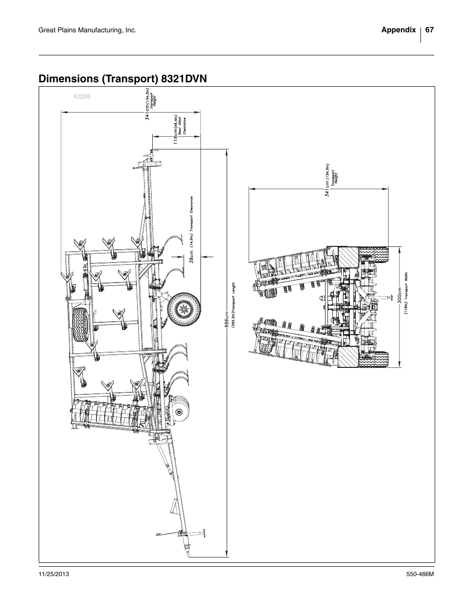 Dimensions (transport) 8321dvn | Great Plains DVN8324 Operator Manual User Manual | Page 71 / 78