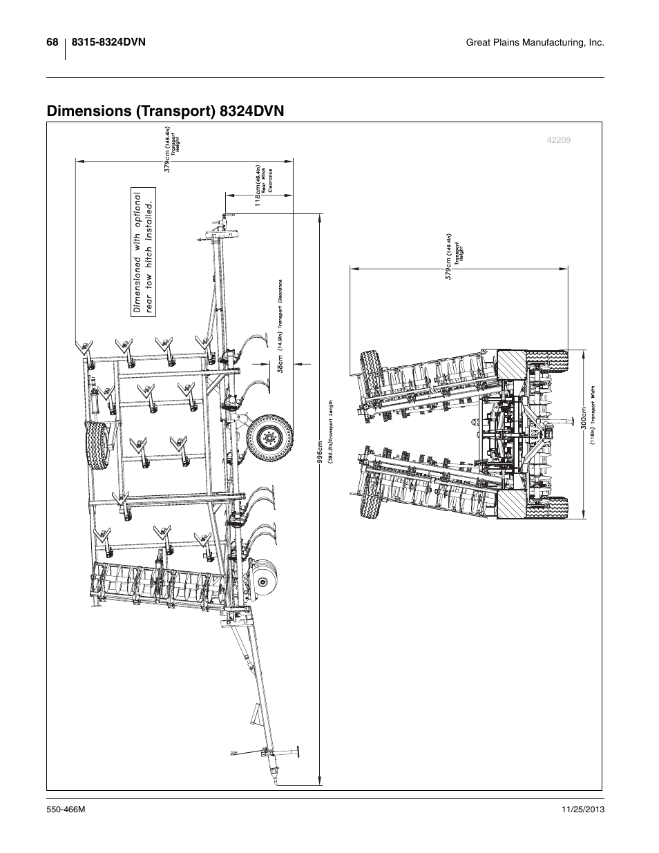 Dimensions (transport) 8324dvn | Great Plains DVN8324 Operator Manual User Manual | Page 72 / 78