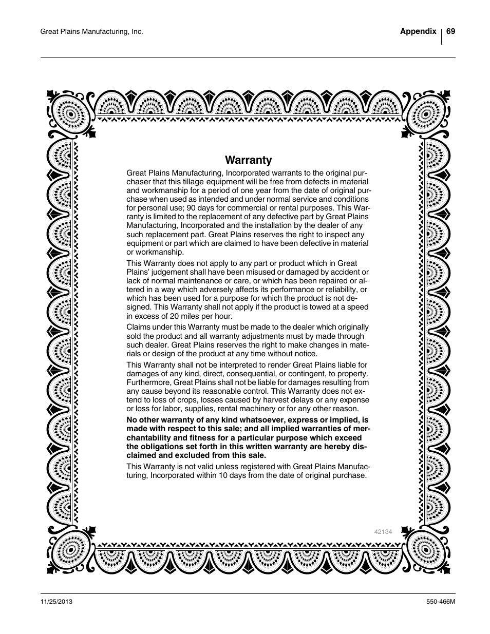 Warranty | Great Plains DVN8324 Operator Manual User Manual | Page 73 / 78