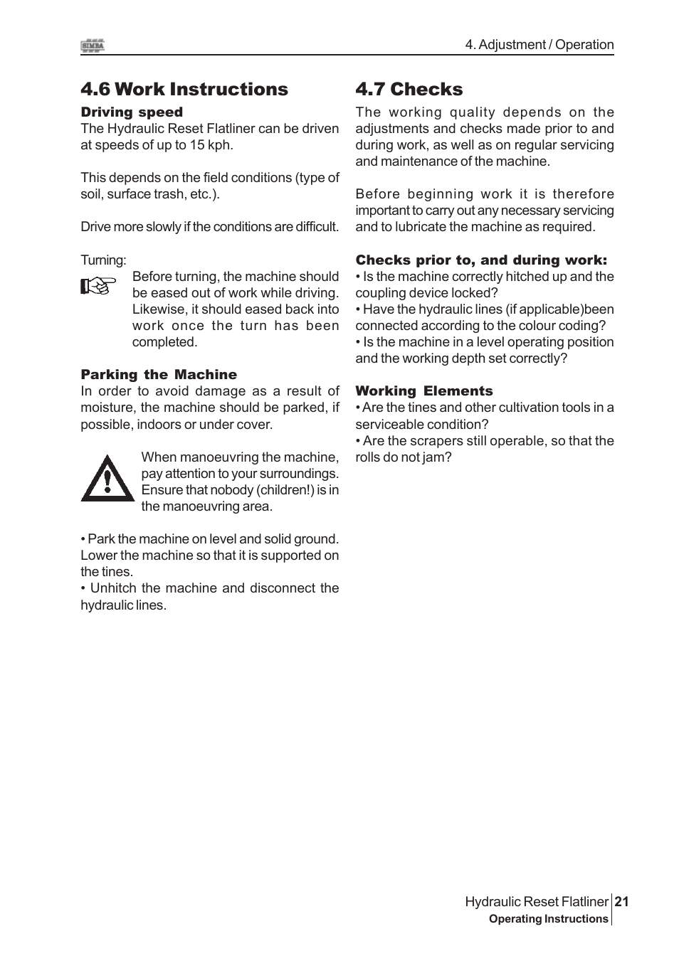 6 work instructions, 7 checks | Great Plains P16229 Serial No 18007975 2008 User Manual | Page 21 / 30