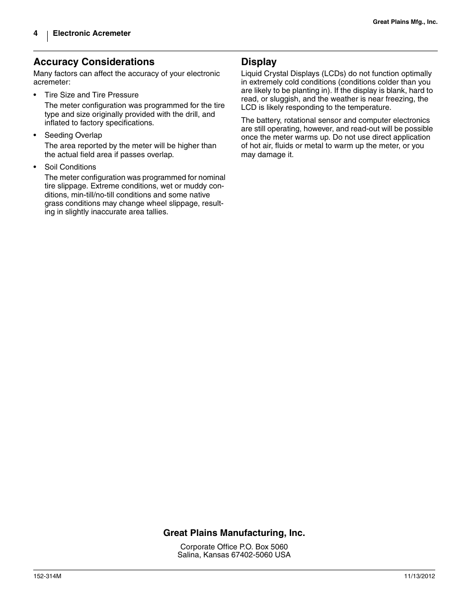 Accuracy considerations, Display | Great Plains Electronic Acremeter (Danaher) Assembly Instructions User Manual | Page 4 / 4