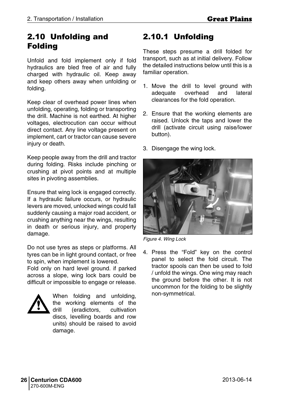 1 unfolding, 10 unfolding and folding | Great Plains CDA600 Operator Manual User Manual | Page 28 / 92