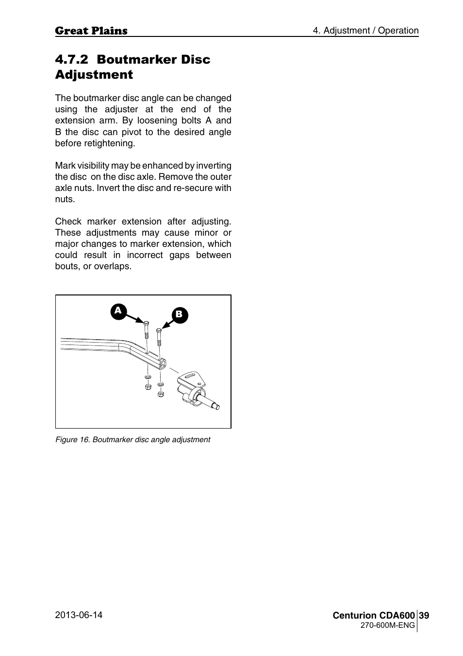 2 boutmarker disc adjustment | Great Plains CDA600 Operator Manual User Manual | Page 41 / 92