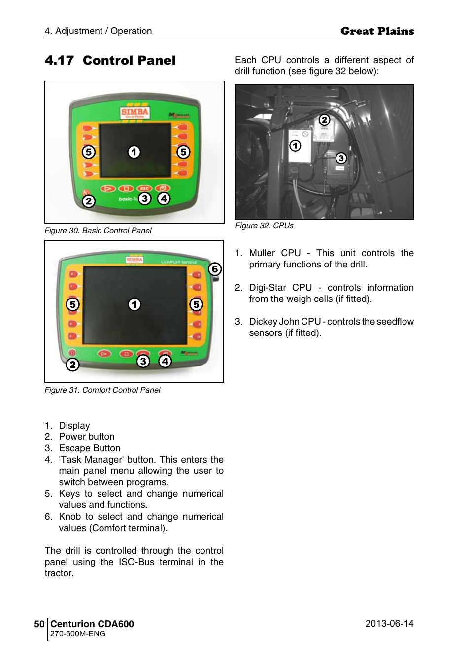 17 control panel | Great Plains CDA600 Operator Manual User Manual | Page 52 / 92