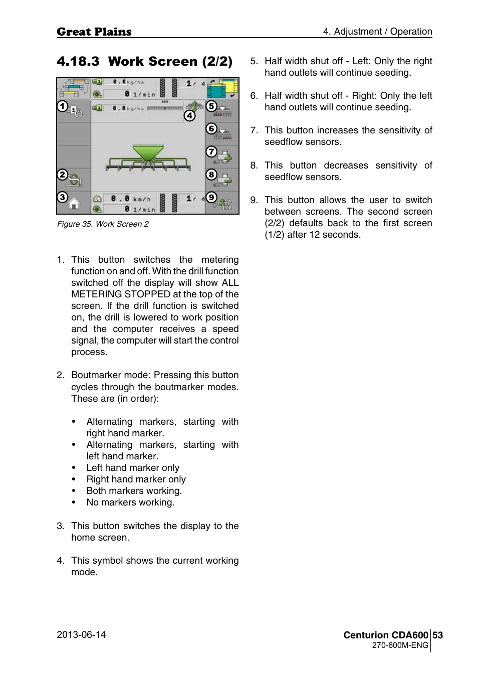 3 work screen (2/2) | Great Plains CDA600 Operator Manual User Manual | Page 55 / 92