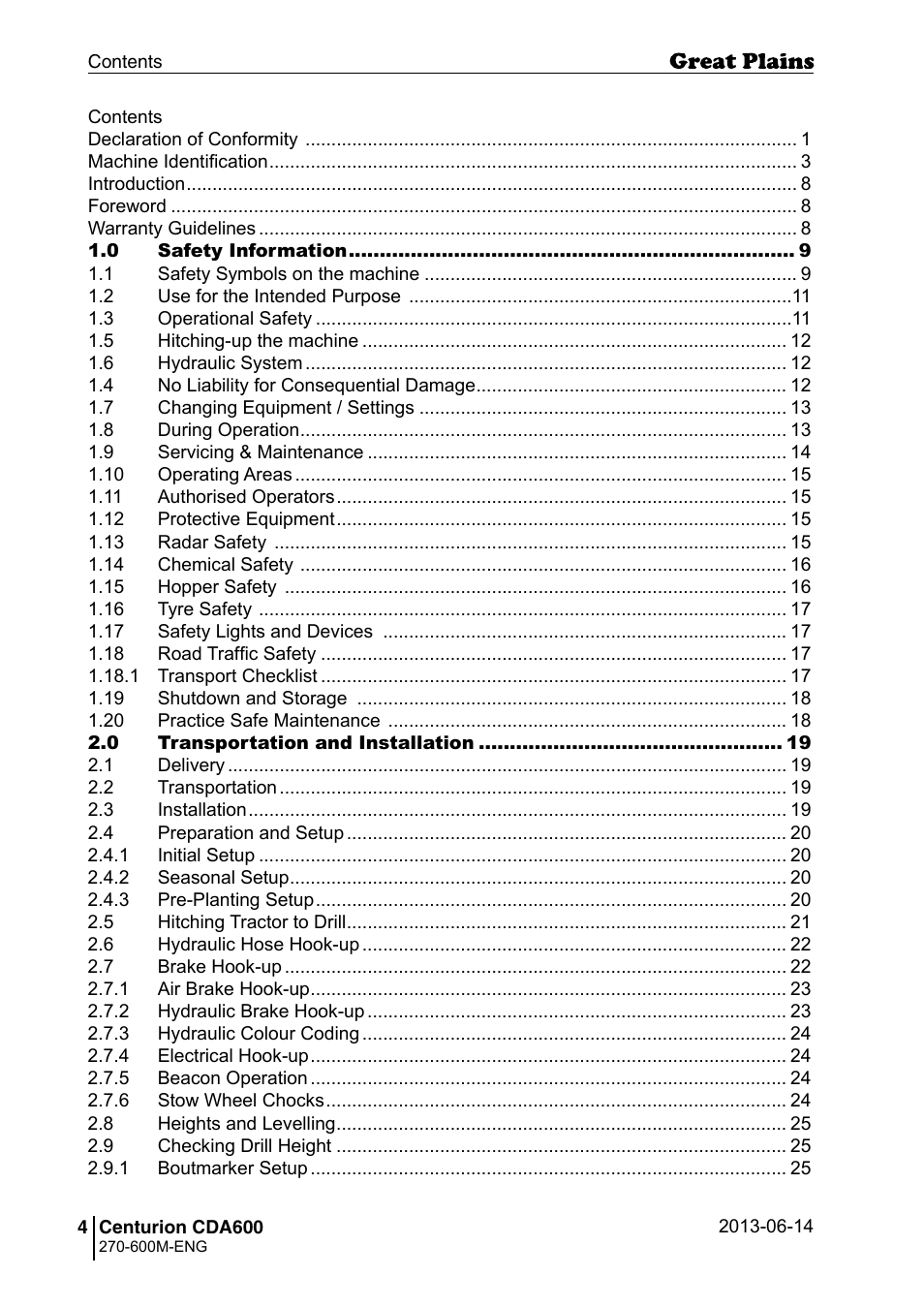 Great Plains CDA600 Operator Manual User Manual | Page 6 / 92