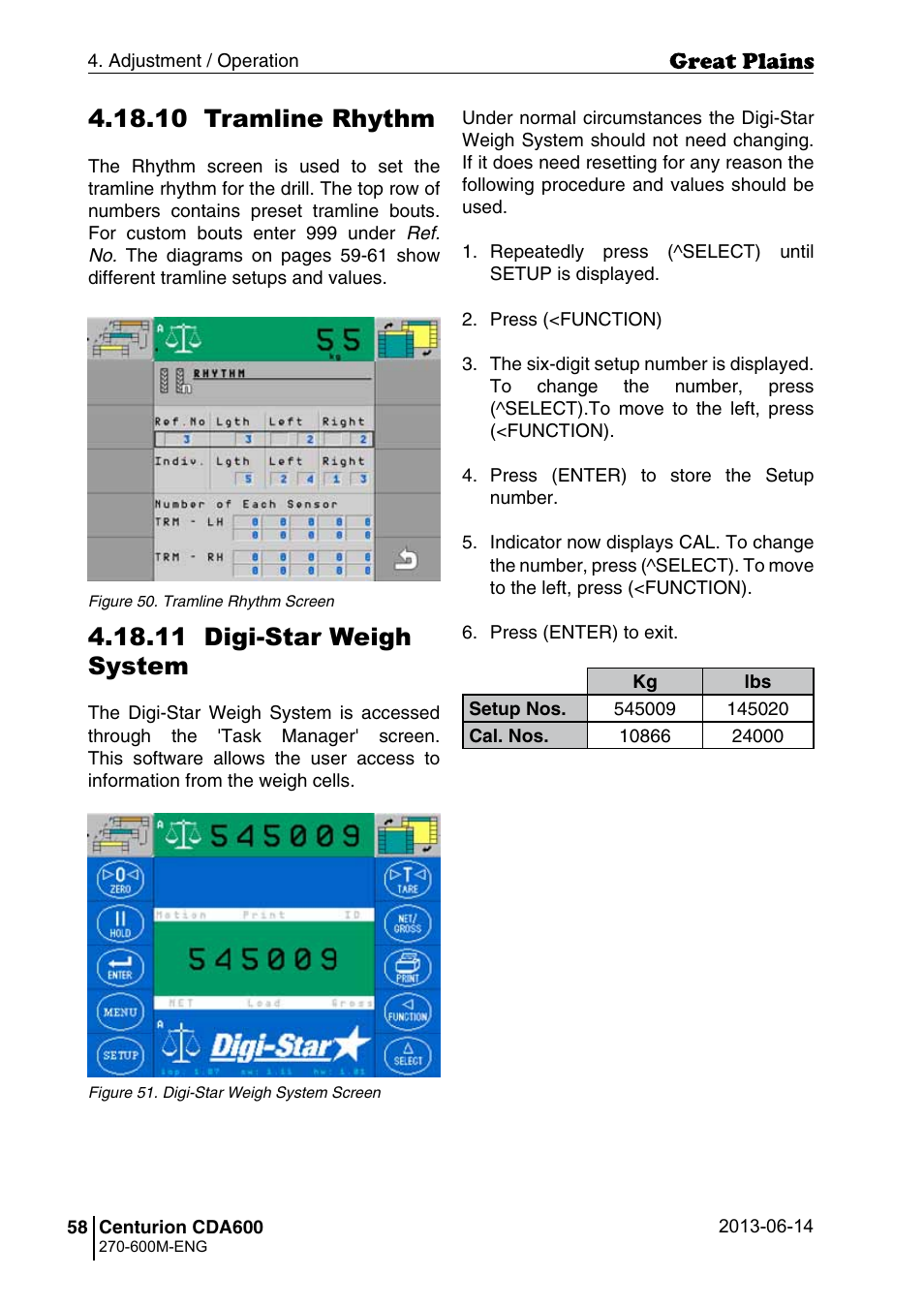 10 tramline rhythm, 11 digi-star weigh system | Great Plains CDA600 Operator Manual User Manual | Page 60 / 92