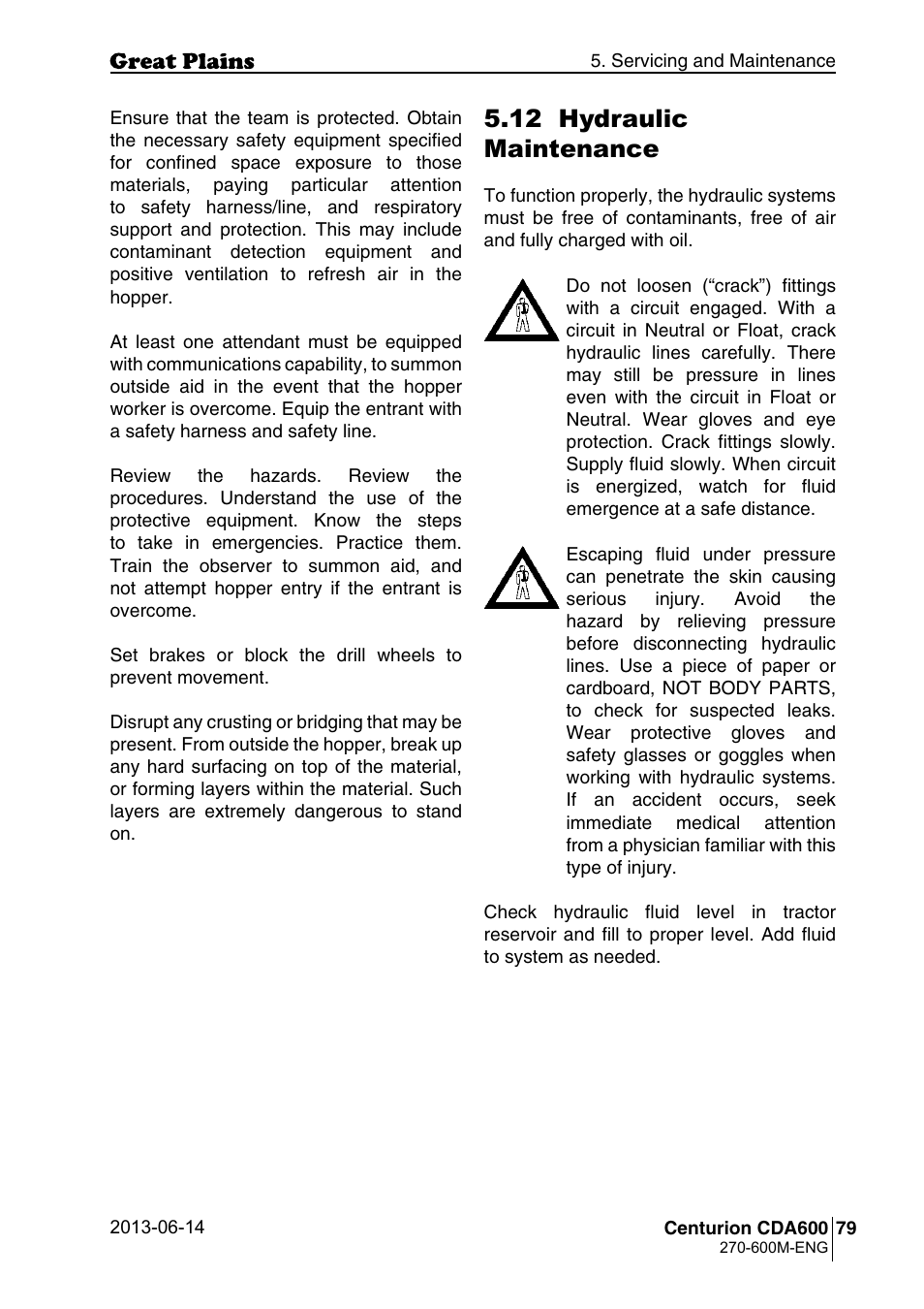 12 hydraulic maintenance | Great Plains CDA600 Operator Manual User Manual | Page 81 / 92